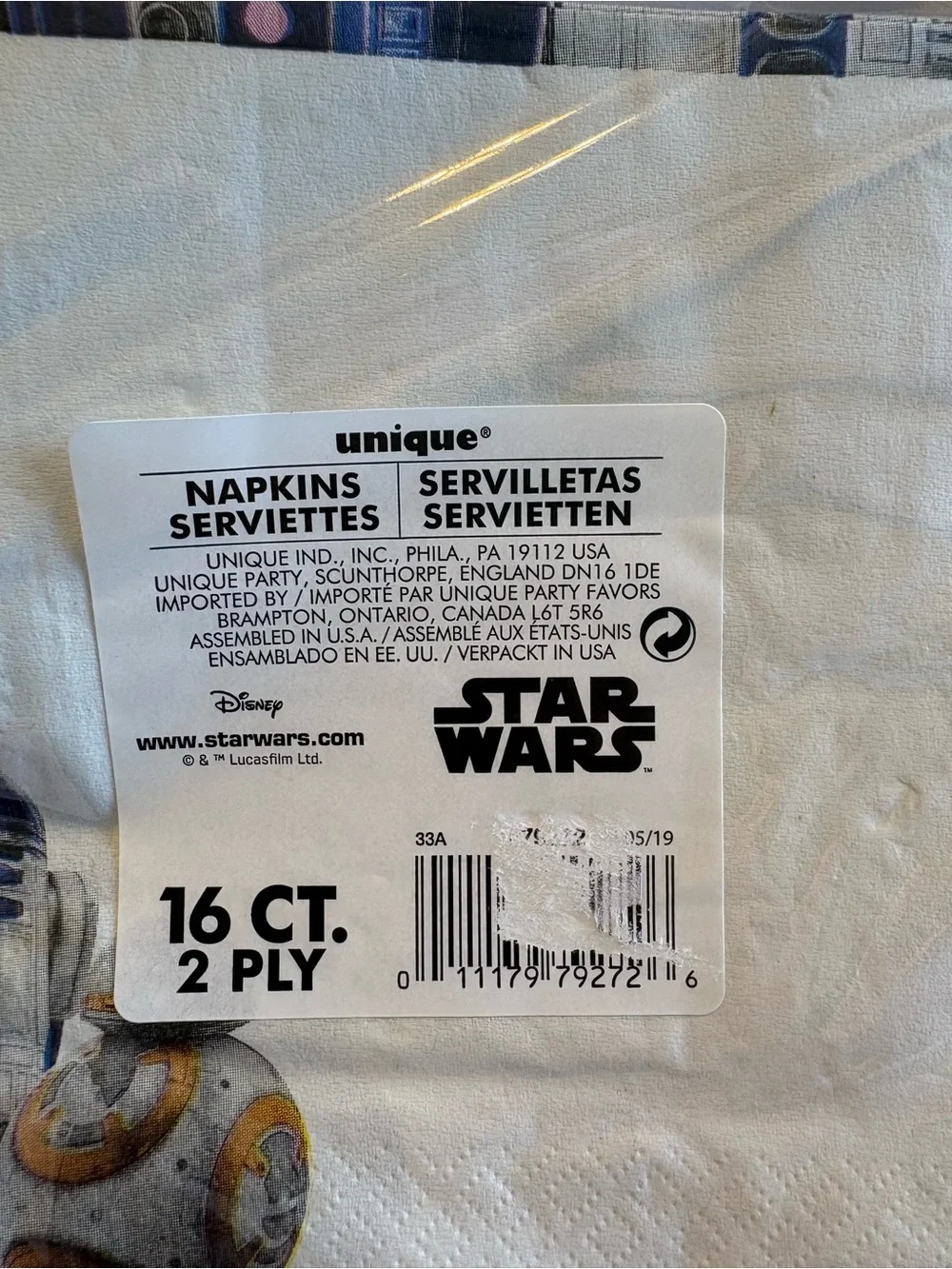 2019 Star Wars Party Supplies Tableware Set - Black, Blue, And Gold New Sealed